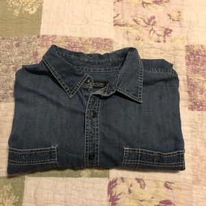 Faded glory men’s long sleeve blue jean shirt